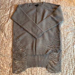 Gray distressed sweater